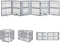 6 Panels Extra Wide Freestanding Walk Through Dog Gate with 4 Support Feet V508513