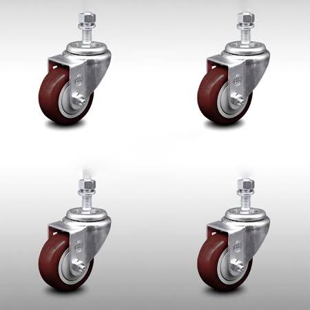 3 inch Maroon Polyurethane Swivel Caster Set G95434