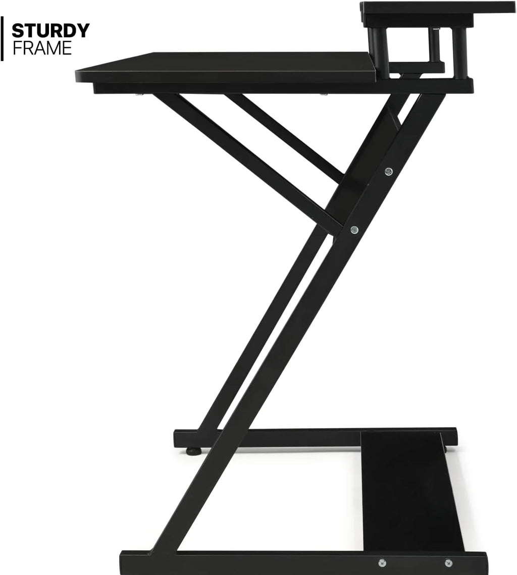 Black 3 Tier Z-Shape Computer Desk T121709