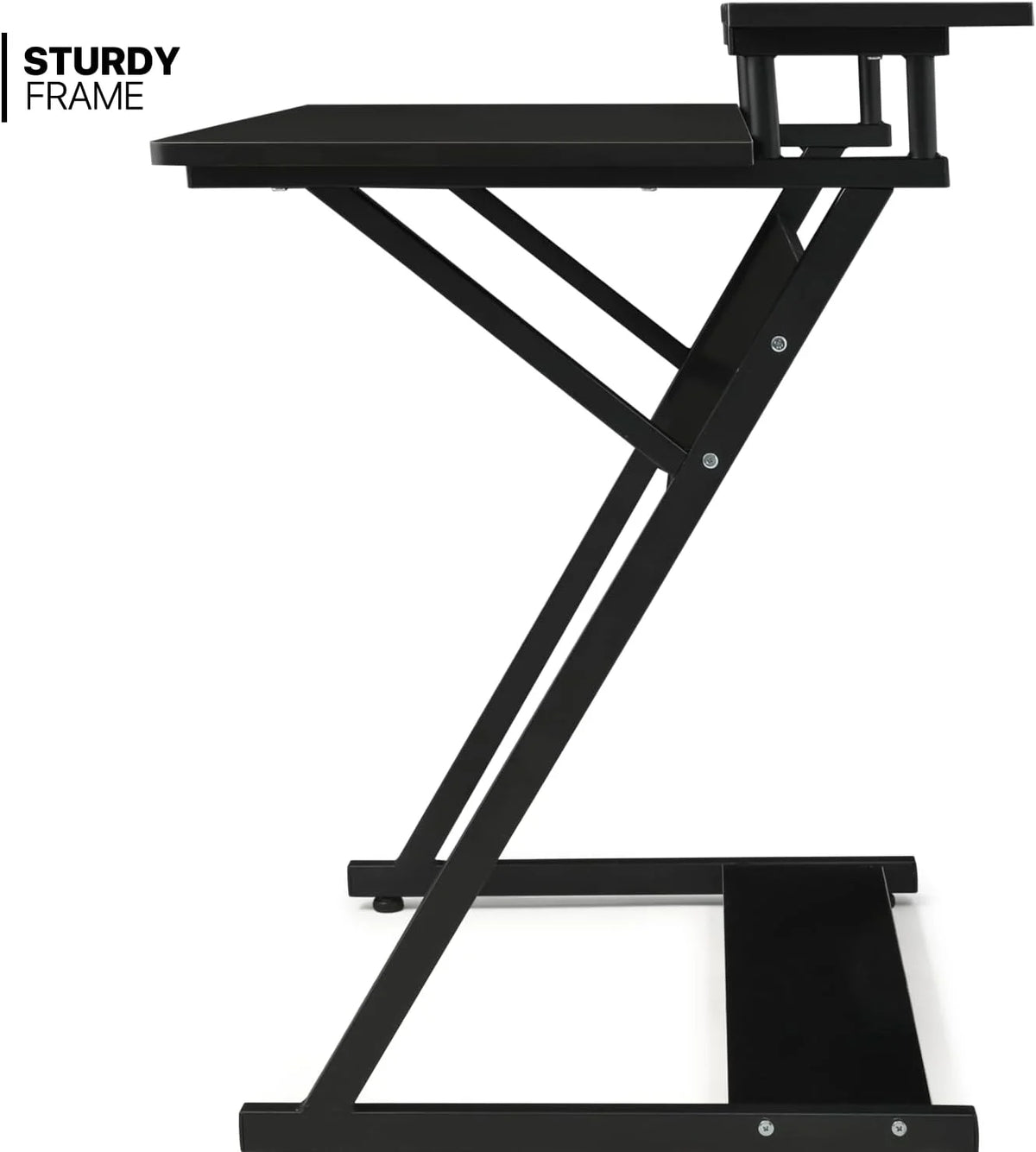 Black 3 Tier Z-Shape Computer Desk T121709