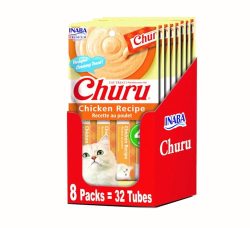 Lickable Purée Natural Cat Treats Chicken Recipe 32 Tubes J189