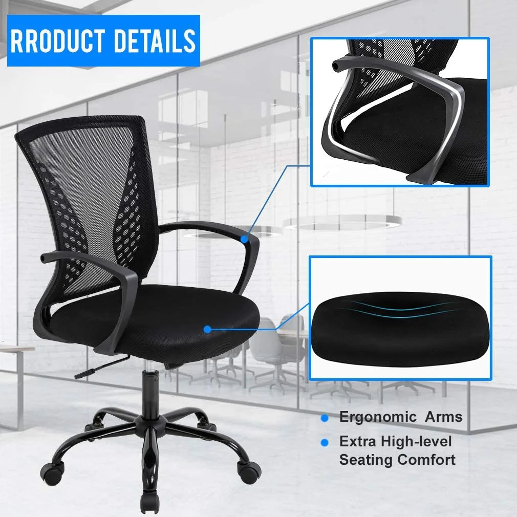 Black Ergonomic Mesh Office Chair with Lumbar Support W984591