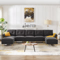 Gray Modular Sectional Sofa with Chaise and Ottomans L859805