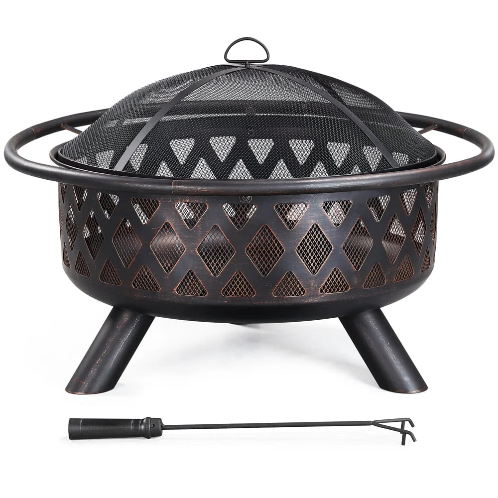 36 Round Metal Finish Iron Fire Pit X6994