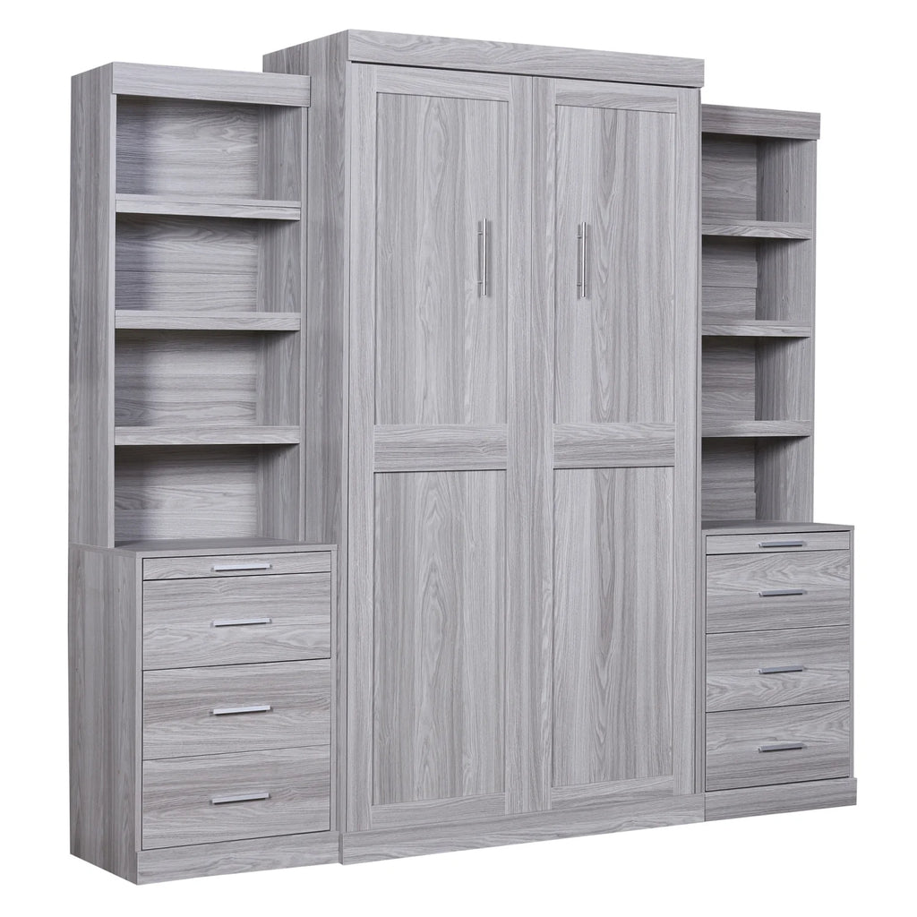 Twin Size Murphy Bed with Wardrobe and Drawers Y959