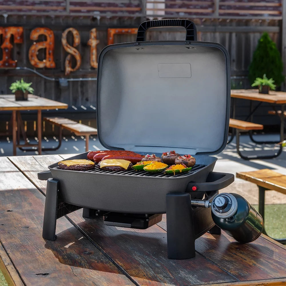 1 Burner Cast Aluminum Tabletop Propane Gas Grill Black F3669