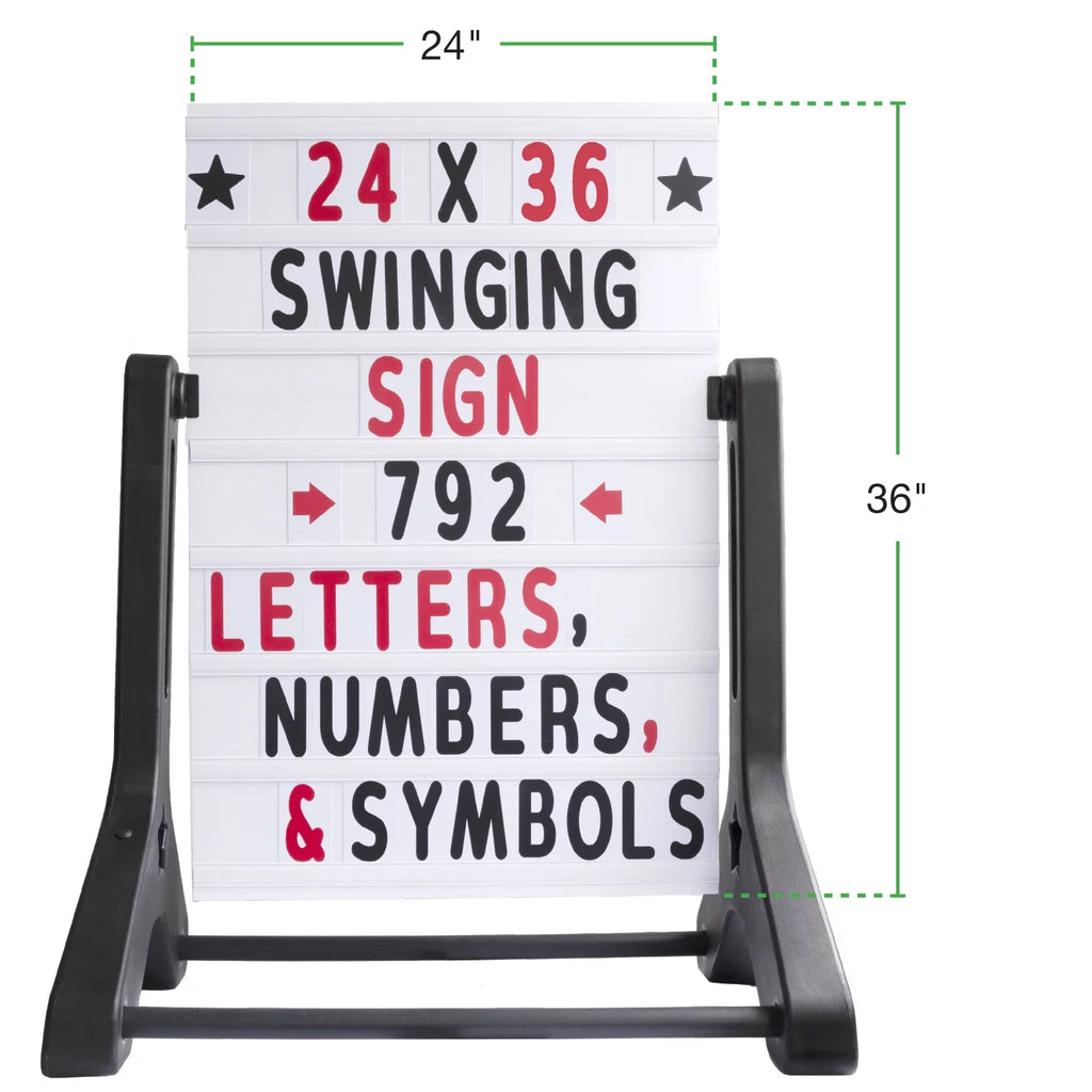 Swinging Changeable Message Sidewalk Sign with Letters and Storage Box V3039