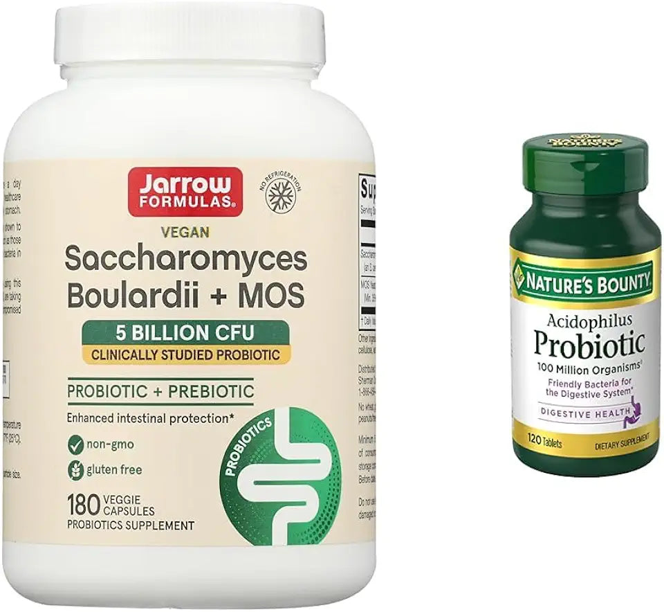 Saccharomyces Boulardii Probiotics + MOS 5 Billion CFU Probiotic Yeast & Acidophilus Probiotic Supplement G1046