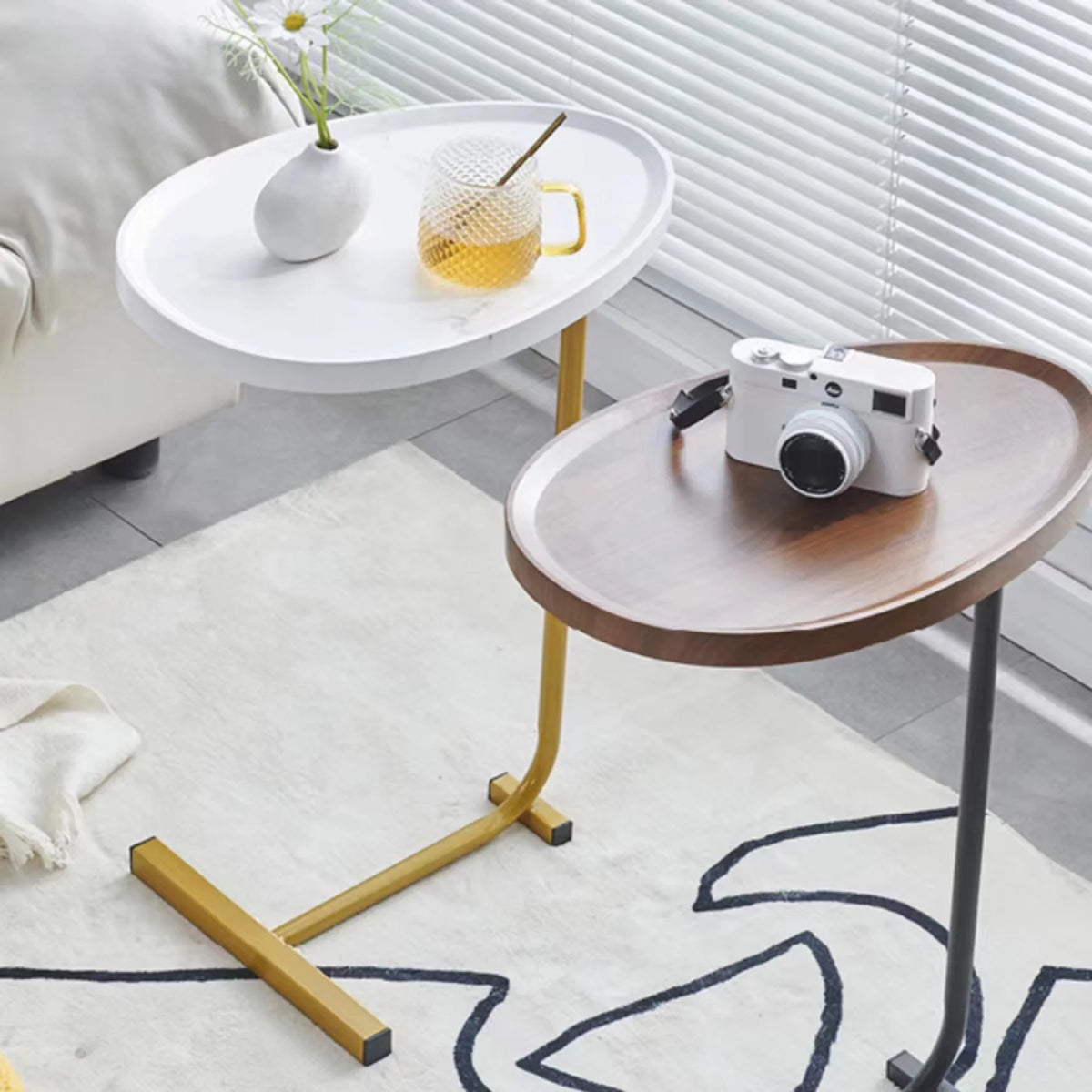 C-Shaped Side Table Set of 2 Metal Frame K898
