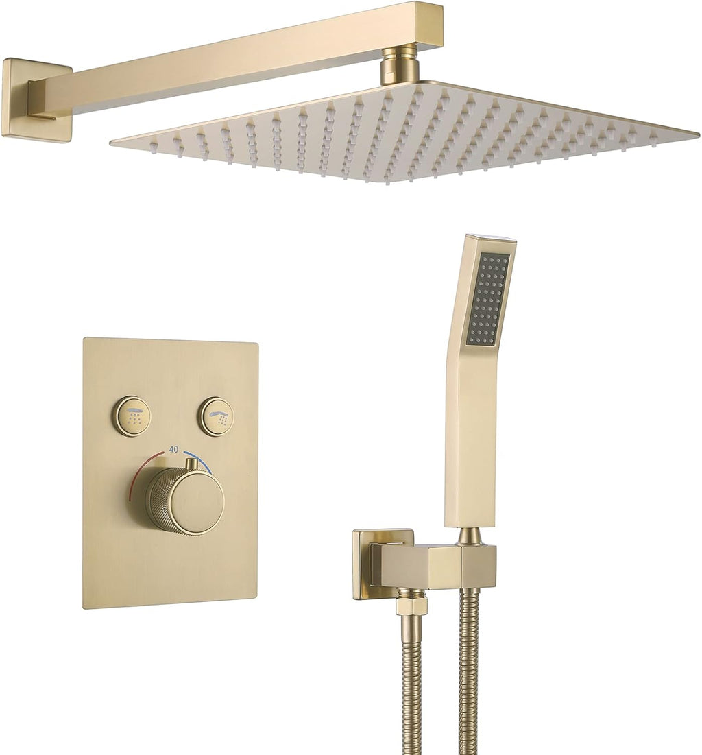 Matte Black 12 Inches Thermostatic Rain Shower Head Kit M496