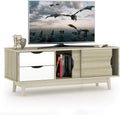 Oak Wood TV Stand with 2 Drawers and 2 Sliding Doors N469685