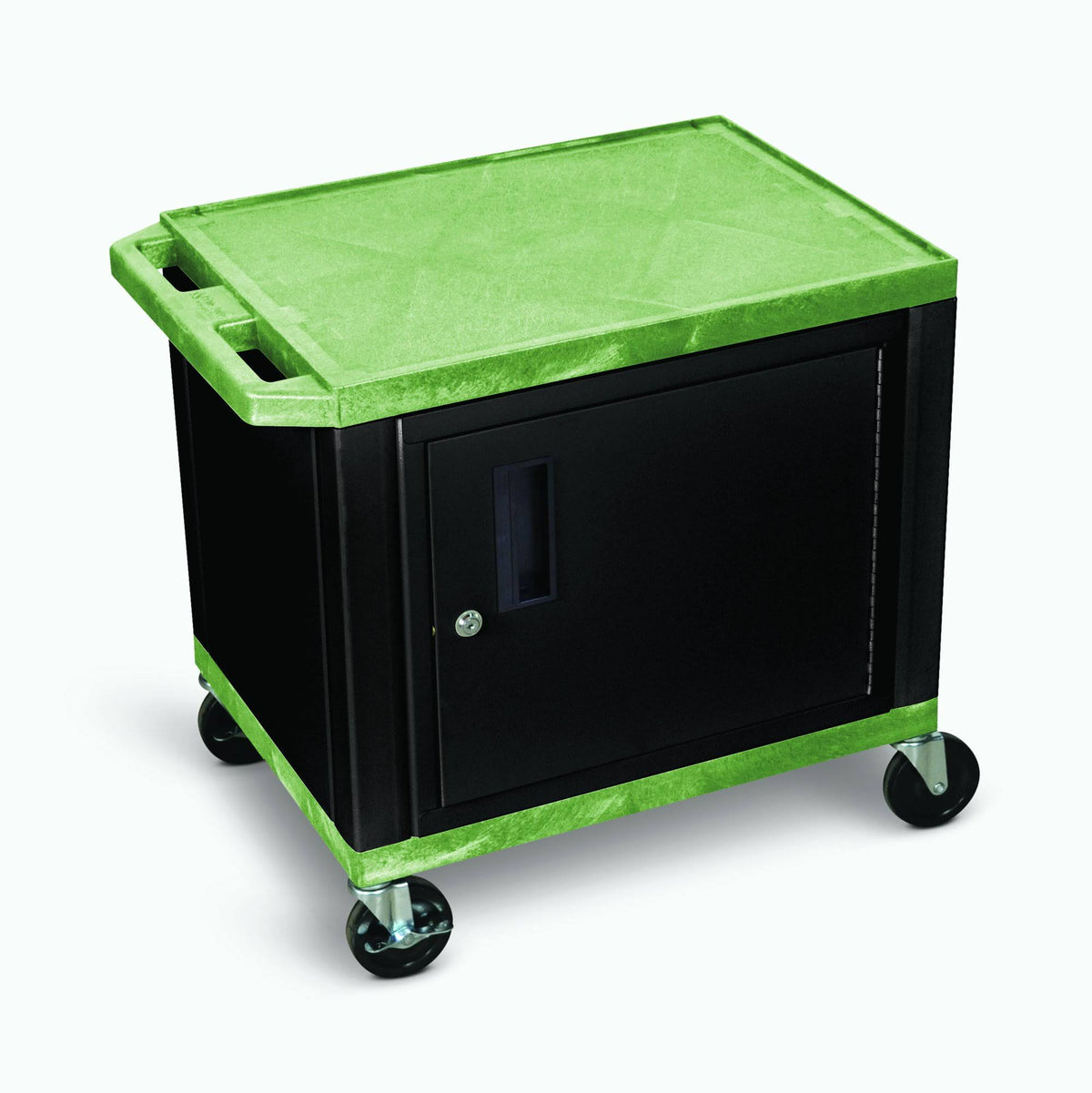 Green 2 Shelf AV Cart with Cabinet S539