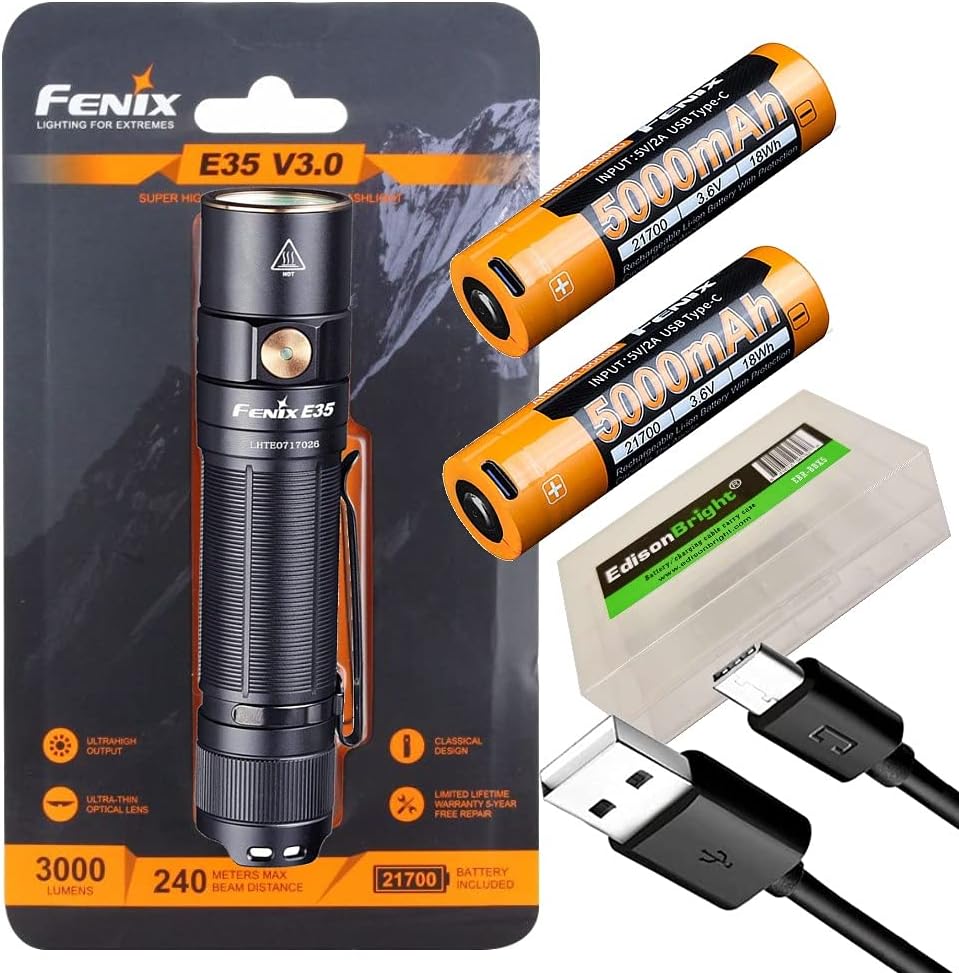 3000 Lumen LED Flashlight with 2 X 5000mAh USB-C Rechargeable Batteries Y83419