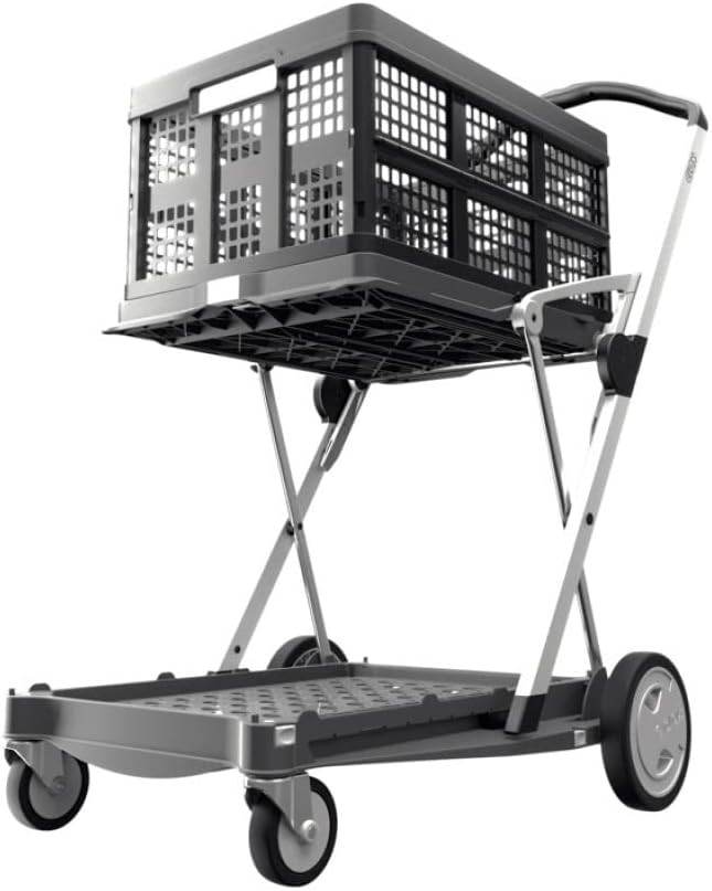 Collapsible Folding Trolley Cart with Storage Crate Red D231415