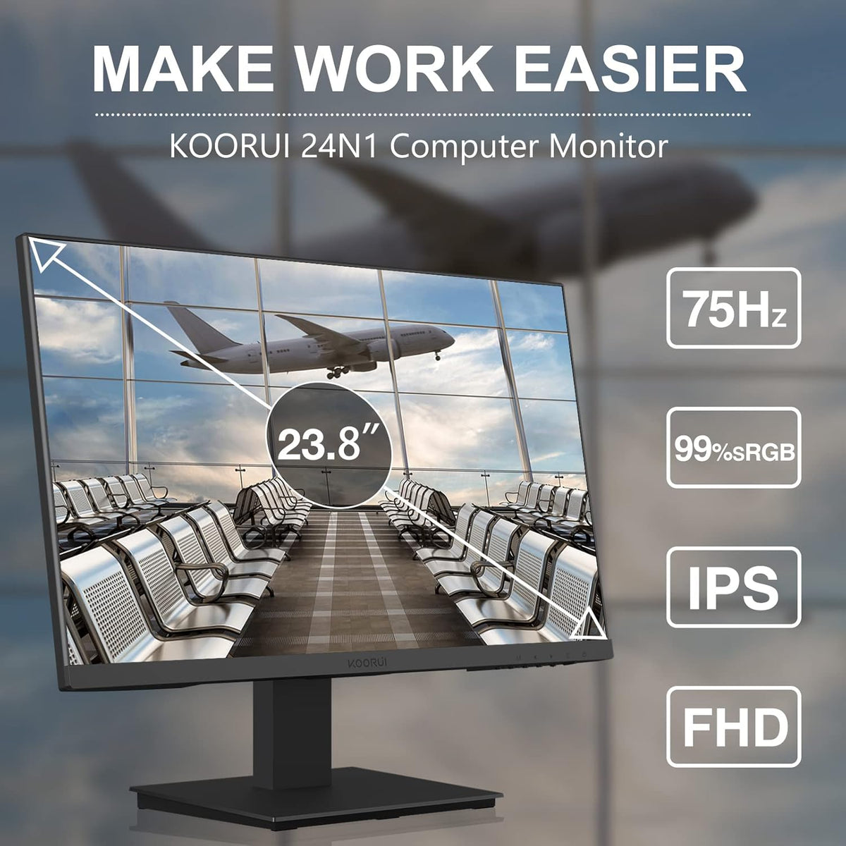 24 Inch FHD 1080p IPS 75Hz Computer Monitor J8789