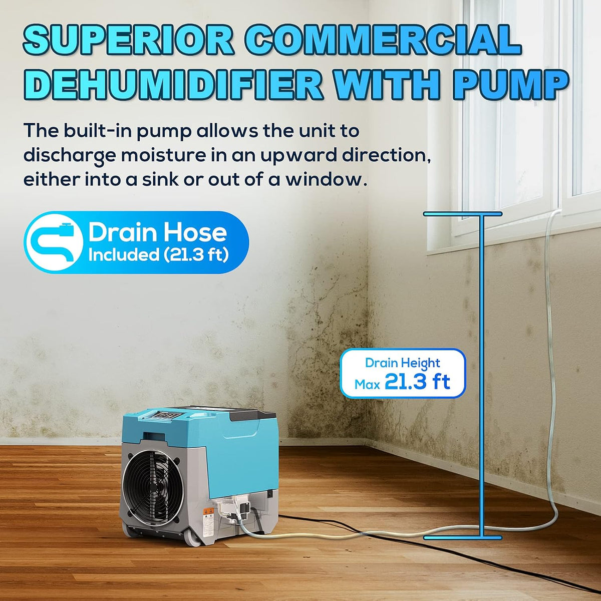 180PPD Commercial Dehumidifier with Pump T100