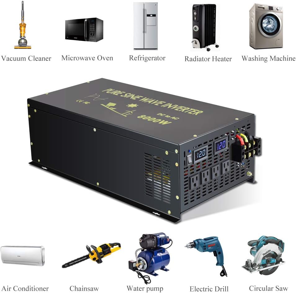 8000 Watt Pure Sine Wave Inverter 12V DC to 120V AC N614551