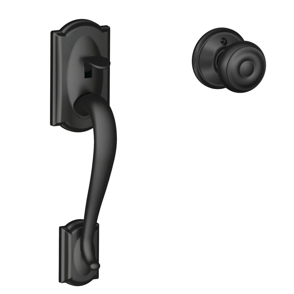 Matte Black Entry Door Handle Set with Door Knob T5550