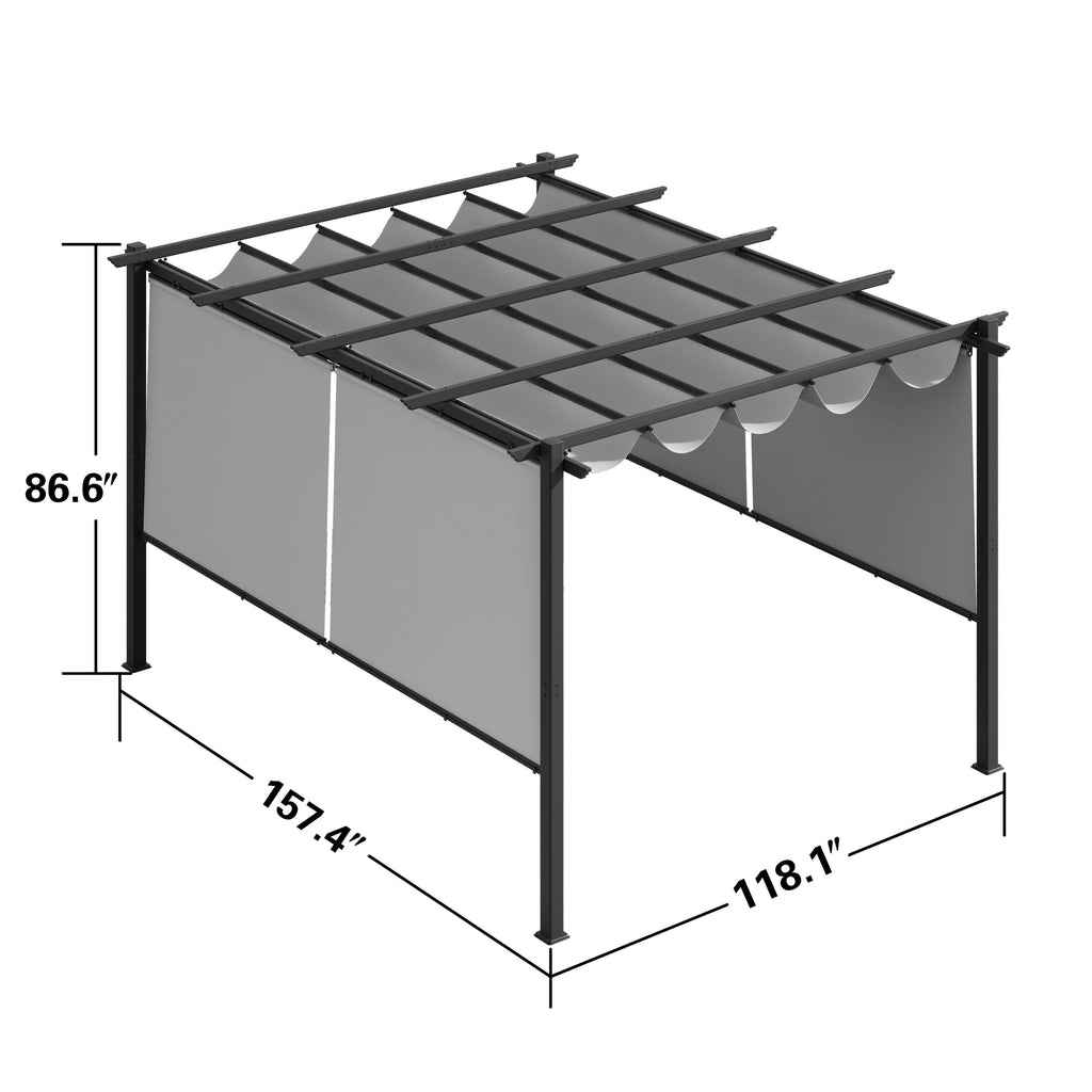 10x13 ft Aluminum Retractable Patio Canopy Pergola F825