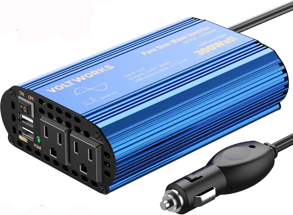 600 Watts Pure Sine Wave Power Inverter 12V to 110V 120V with USB Port & LCD Display V857