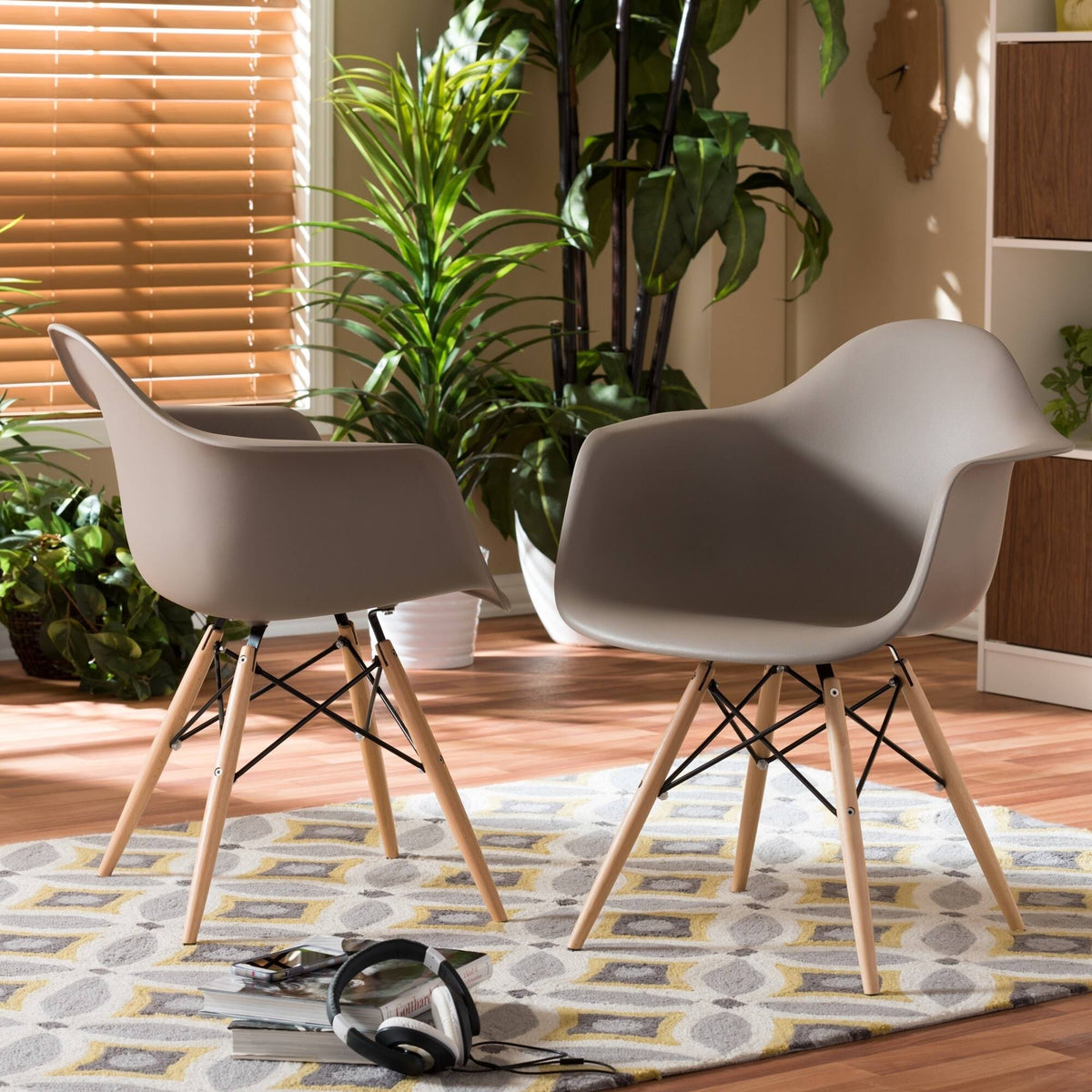 Beige Plastic Shell Chair Set of 2 O837