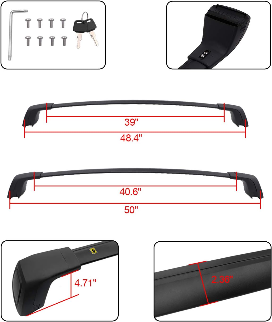 Roof Rack Cross Bar Lockable Cargo Carrier D890063