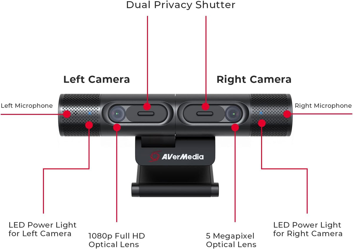 DualCam Two Autofocus Cameras 2K30fps 1080p30fps 270° Flexible Rotation O61238