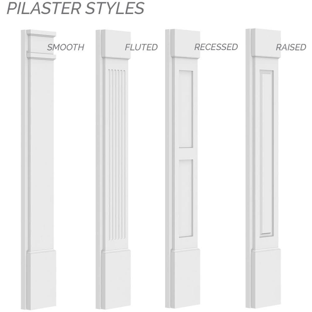 Raised Panel PVC Pilaster with Capital & Base (Pair) L87062