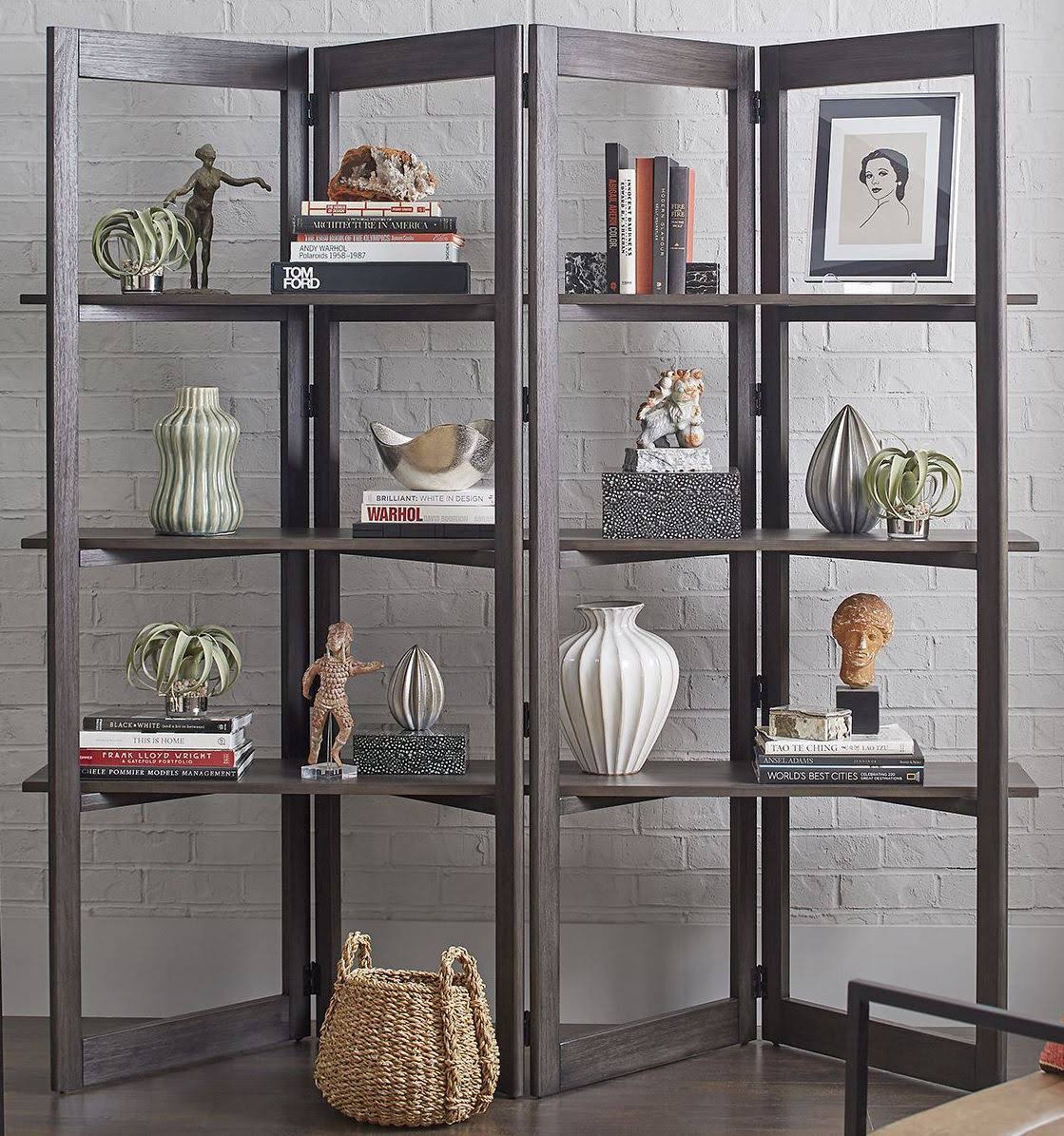 Dark Brown Solid Wood Bookcase Room Divider E834