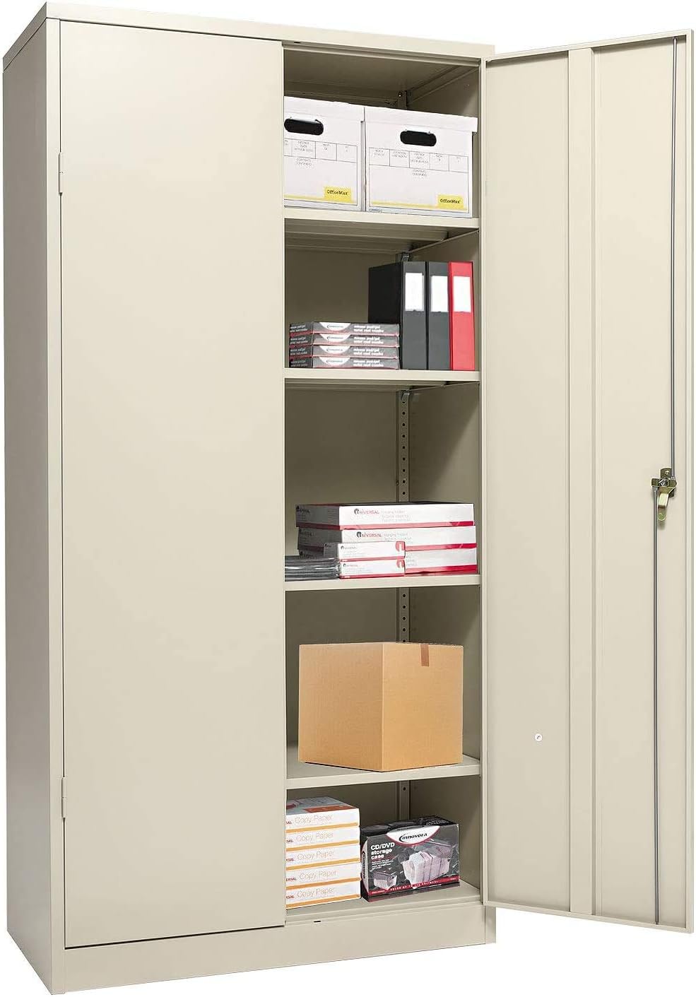 Grey Metal Storage Cabinet with Locking Doors and 2 Adjustable Shelves K98582