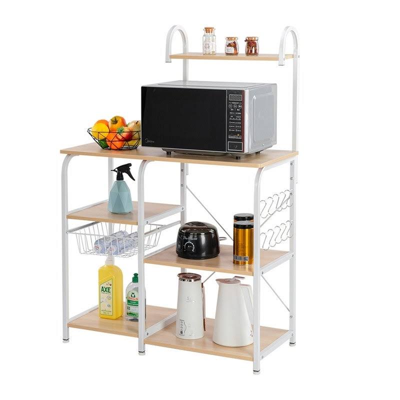 Light Beige Stainless Steel Kitchen Rack with 10 Hooks R8674