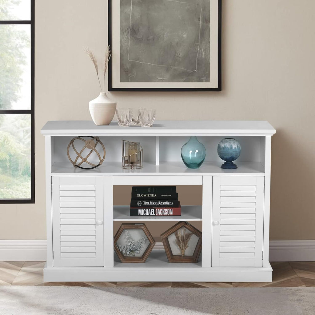White Fireplace TV Stand with Adjustable Shelves U3324