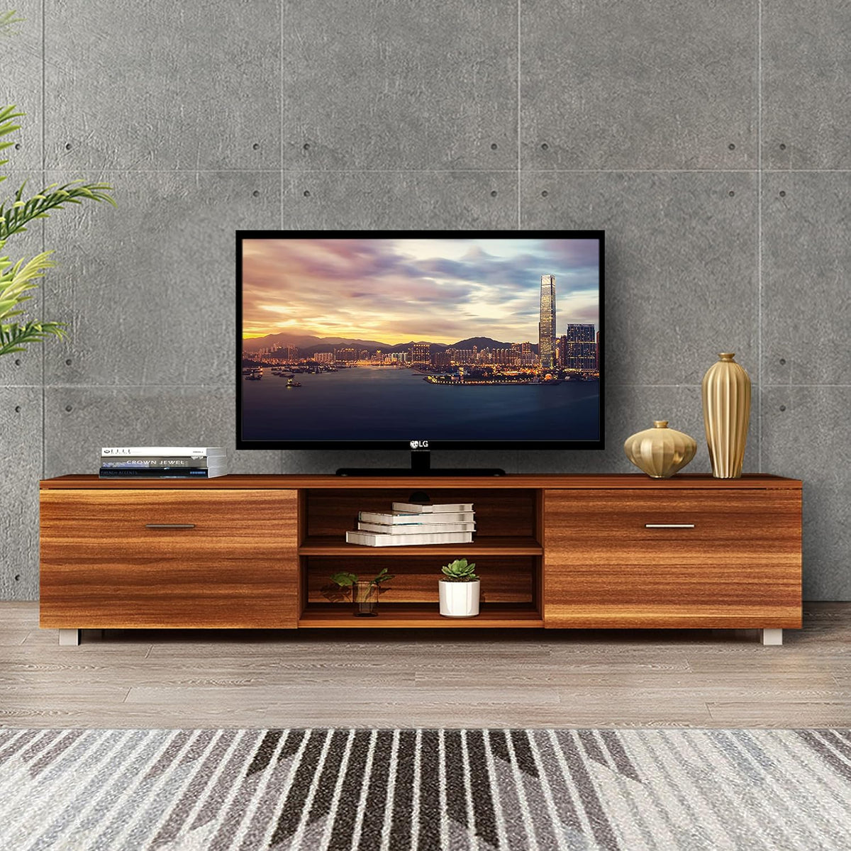 White TV Stand with LED Lights B8537