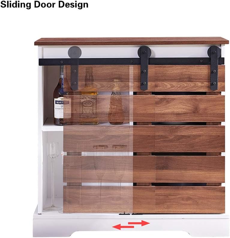 Small Wooden Storage Cabinet with Sliding Door and 2 Layer Shelf K181265