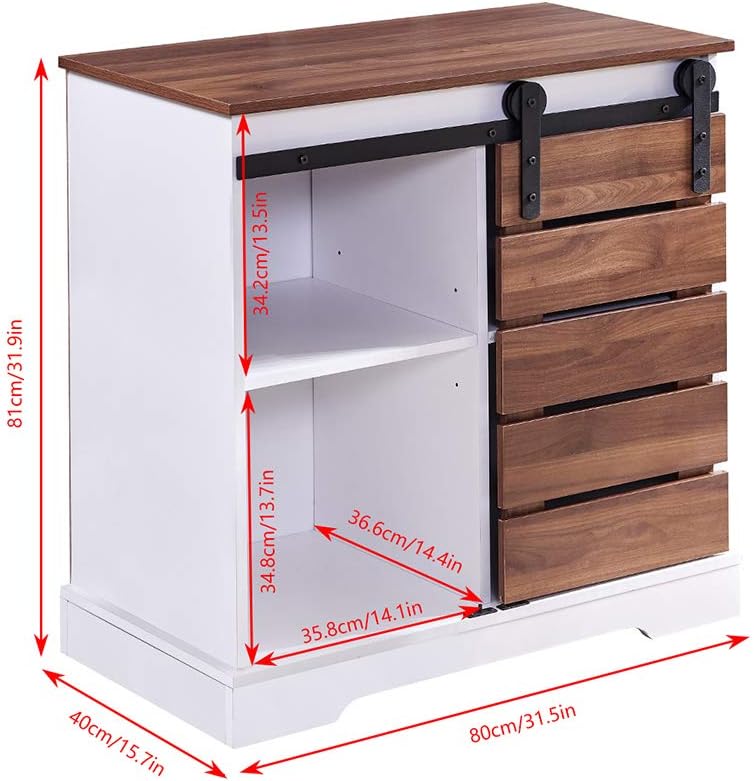 Small Wooden Storage Cabinet with Sliding Door and 2 Layer Shelf K181265