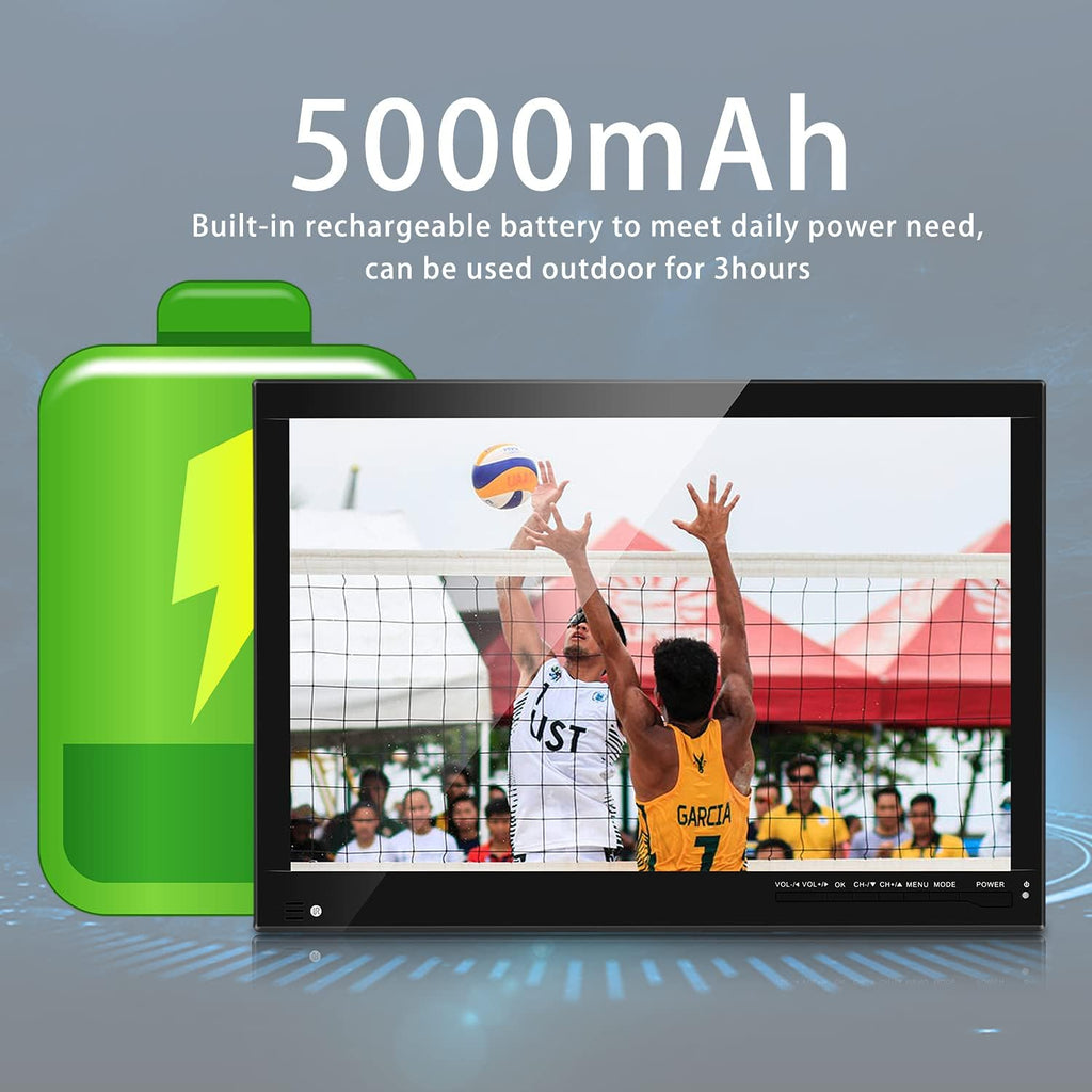 14 inch Portable TV with Antenna, Dual Tuner, Rechargeable Battery O874870