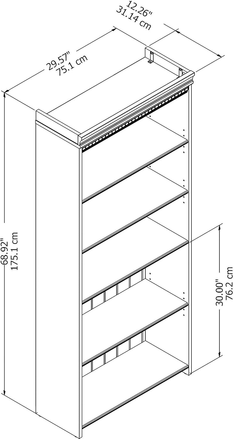 5 Shelf Bookcase in Antique Black C379906