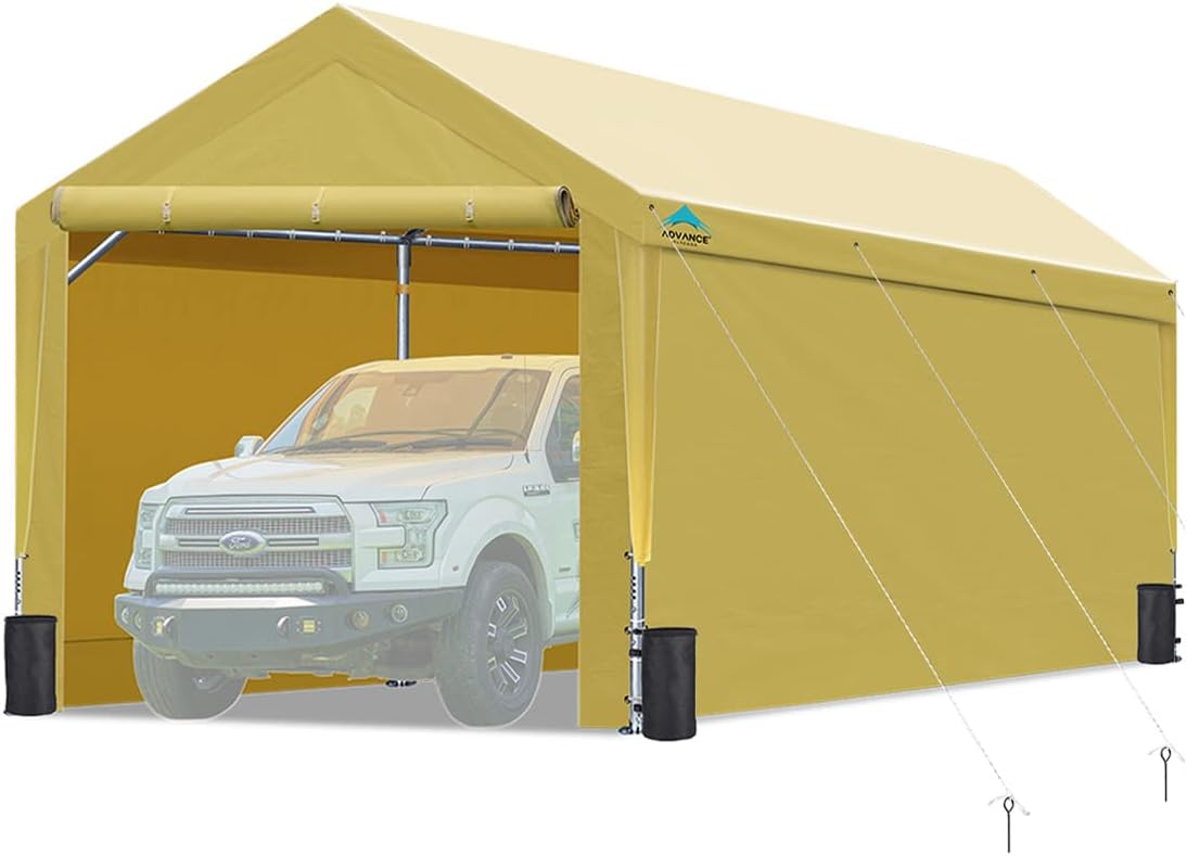 12x20 ft Heavy Duty Carport with Sidewalls and Doors J599512