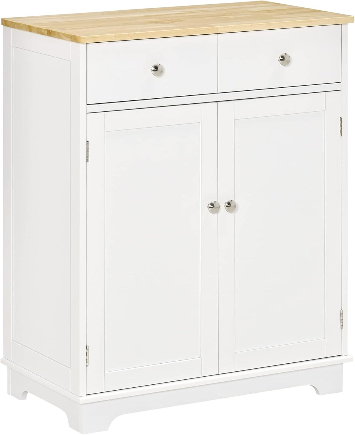 White Kitchen Sideboard with Solid Wood Top and Drawer W390