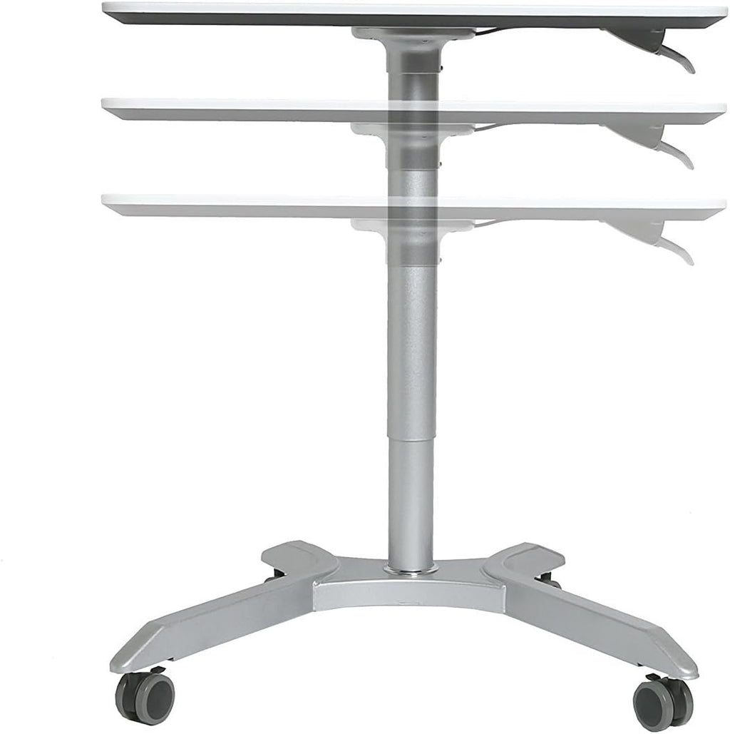White Pneumatic Height Adjustable Mobile Laptop Desk Cart H68675