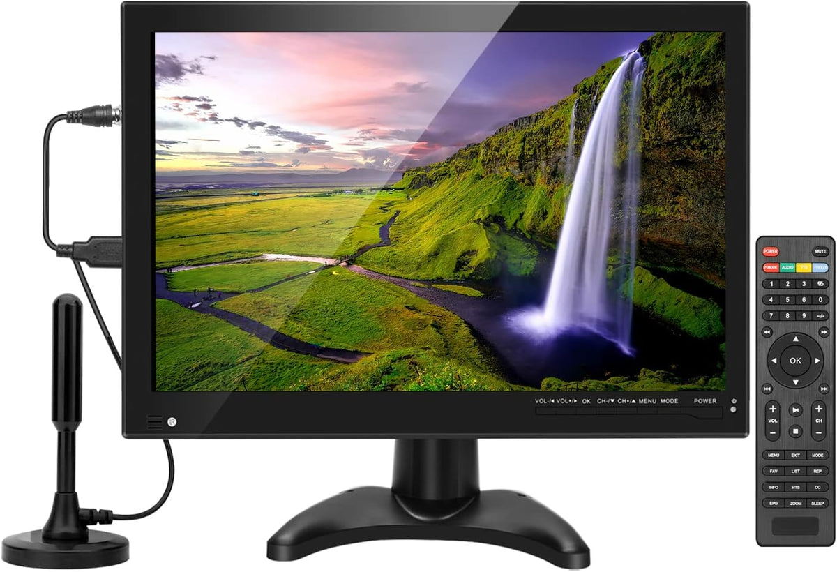 14 inch Portable TV with Antenna, Dual Tuner, Rechargeable Battery O874870