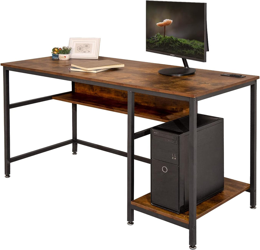 Black 47 Inch Computer Desk with Storage Shelves E680