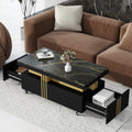 Black Faux Marble Coffee Table with Caster Wheels D9589