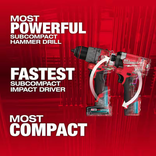 12-Volt Lithium-Ion Brushless Cordless Hammer Drill and Impact Driver Combo Kit with Compact Vacuum B232