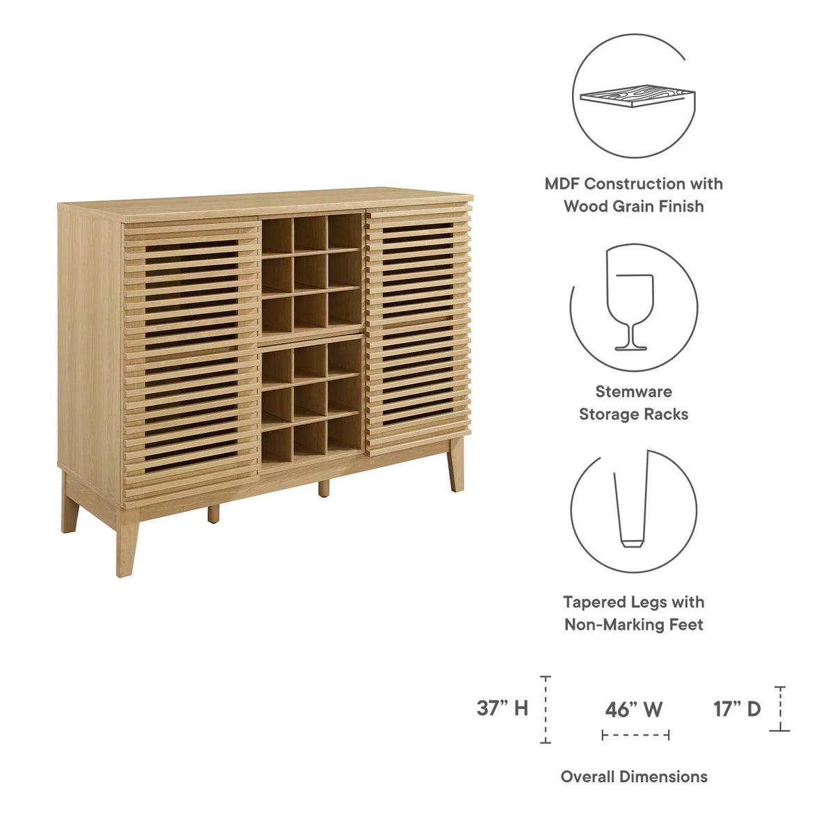 Oak Bar Cabinet I63665