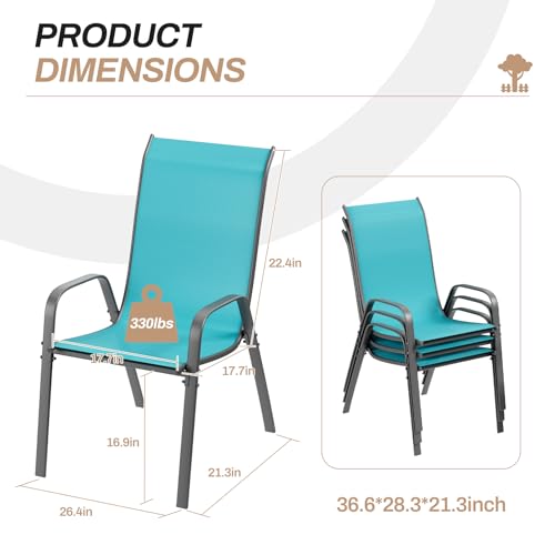 Black Stackable Textilene Patio Chairs with Metal Frame R960