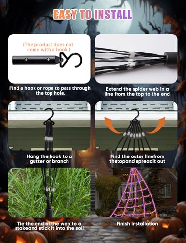 Halloween Decorations Lights with 4ft Spider, 8 Modes, Waterproof R16620