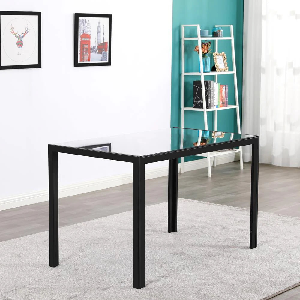 Black 7 Piece Glass Metal Dining Set A22762