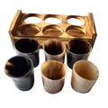 Viking Beer Wine Drinking Horn Glass Set Of 6 With Wooden Stand B445876