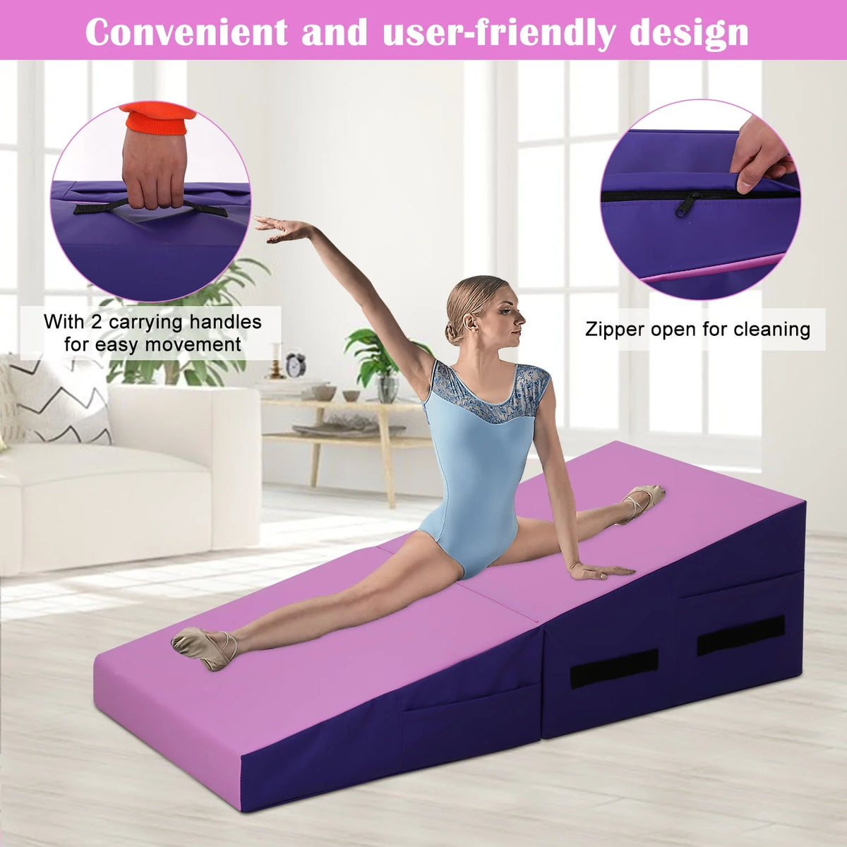 48x24 inch Foldable Incline Gymnastics Mat with Handle J9188